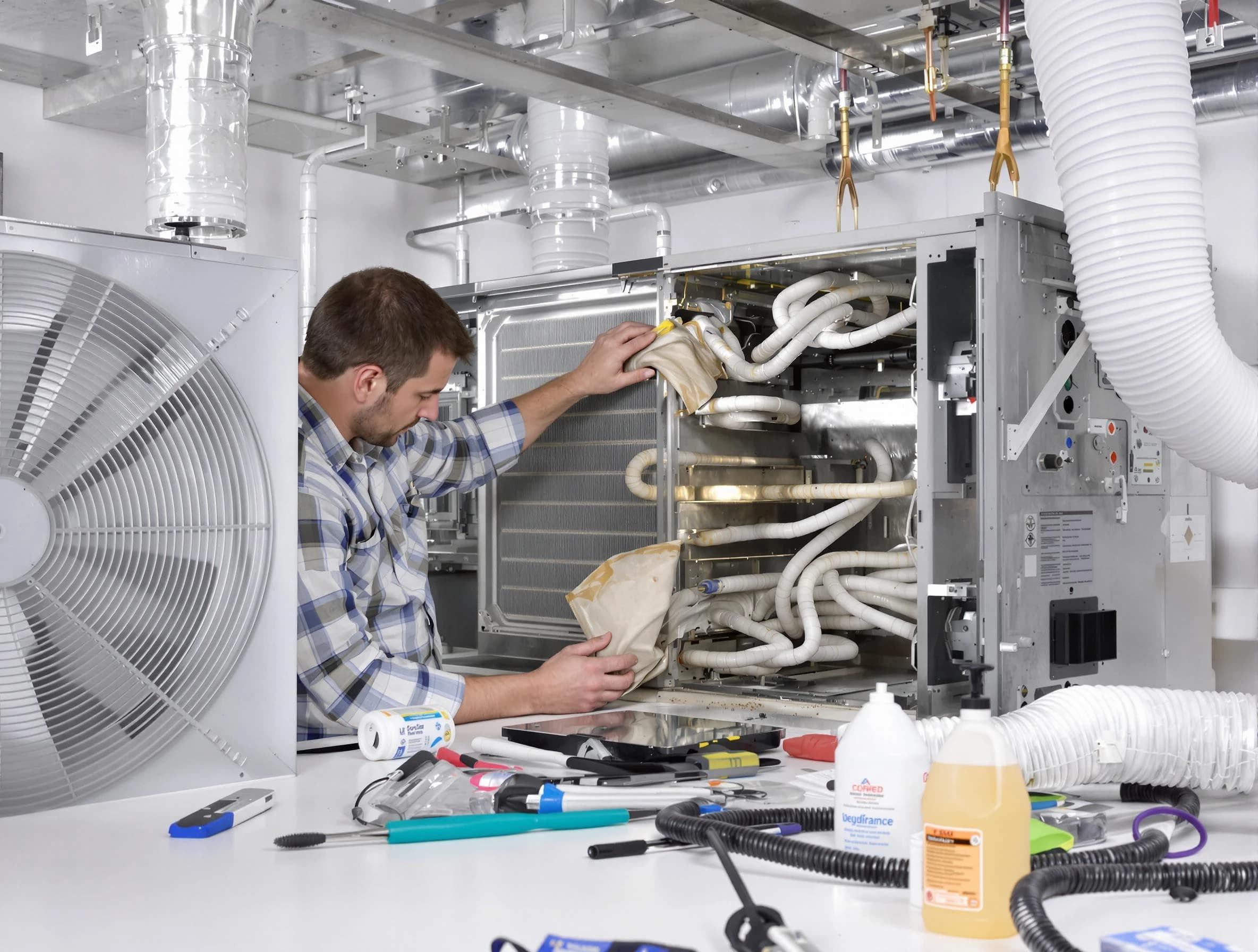 Fredericksburg Air Duct Cleaning specialist performing precision AC coil cleaning in Fredericksburg