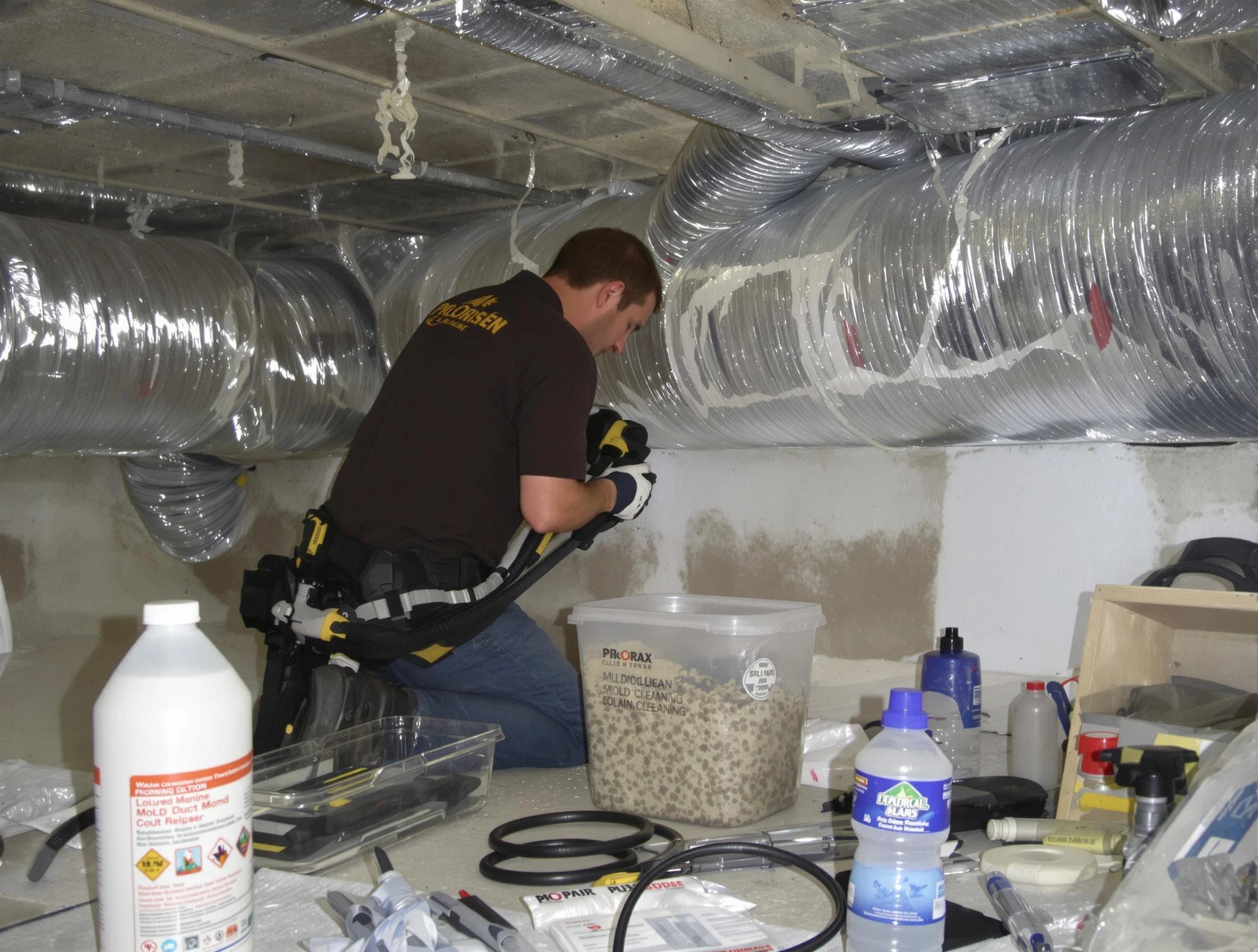 Fredericksburg Air Duct Cleaning specialist performing professional mold removal from air ducts in Fredericksburg