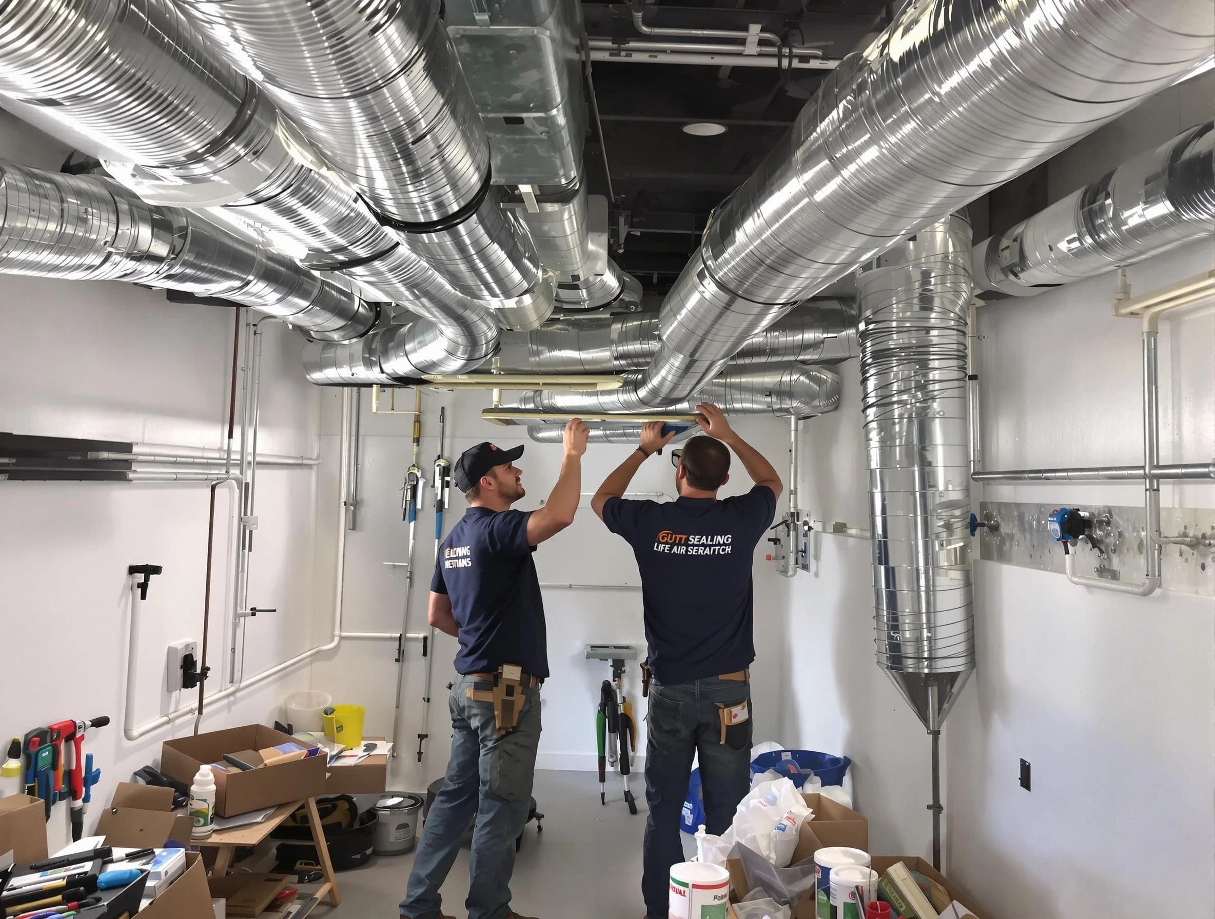 Fredericksburg Air Duct Cleaning technician applying professional duct sealing solutions in Fredericksburg