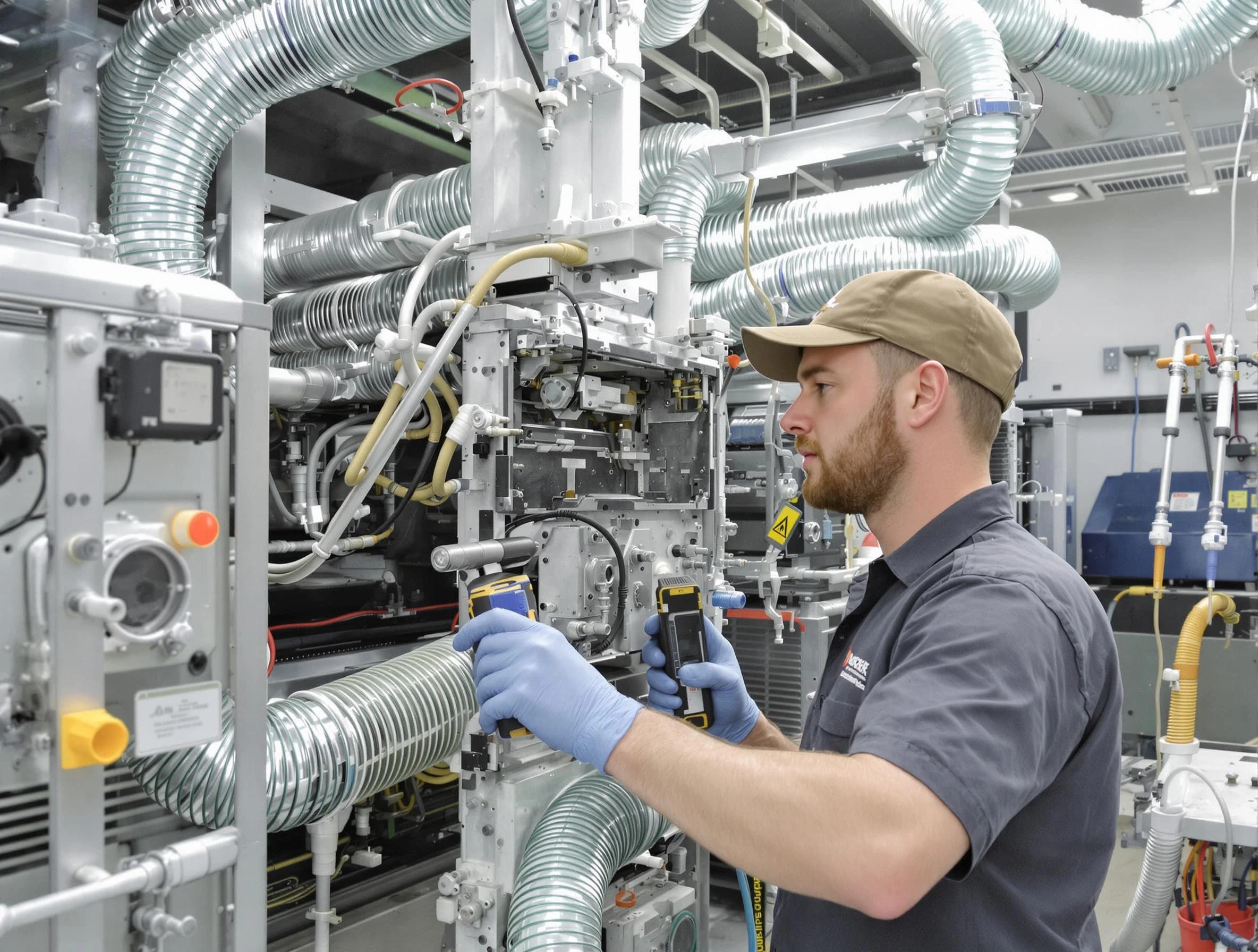 Fredericksburg Air Duct Cleaning technician performing precision commercial coil cleaning at a business facility in Fredericksburg