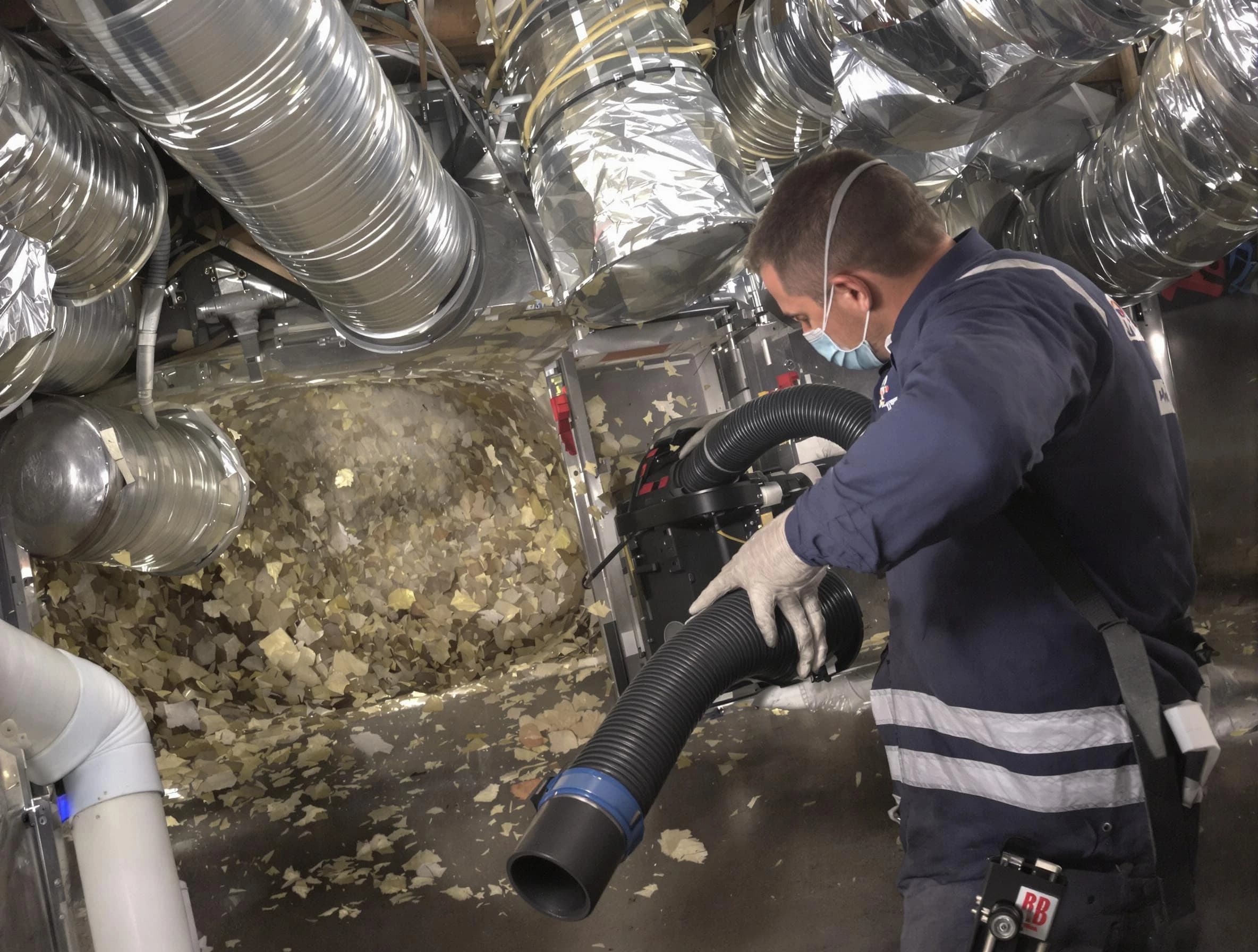 Fredericksburg Air Duct Cleaning specialist operating negative pressure cleaning equipment for thorough duct maintenance in Fredericksburg