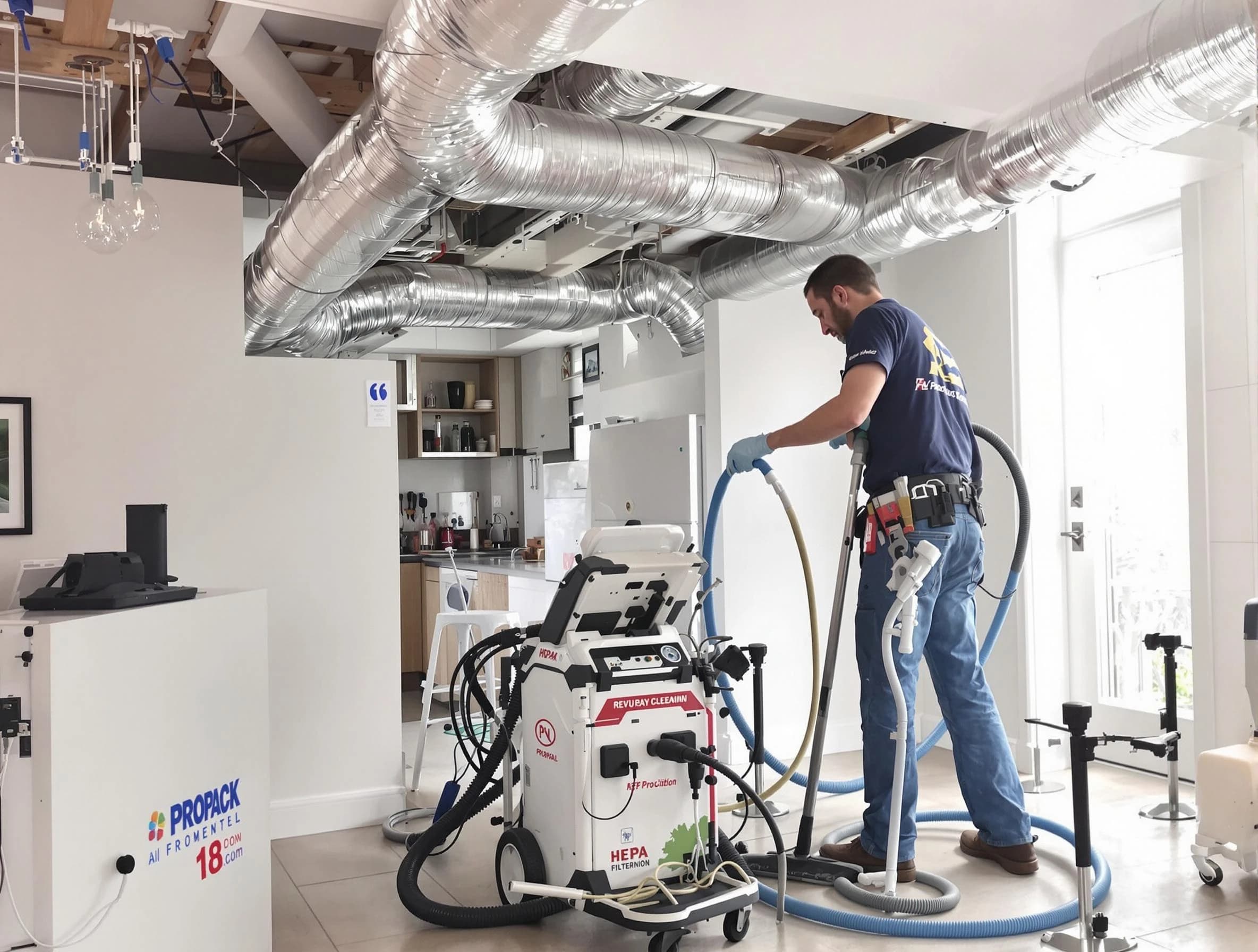 Fredericksburg Air Duct Cleaning technician performing advanced pure duct cleaning with specialized equipment in Fredericksburg