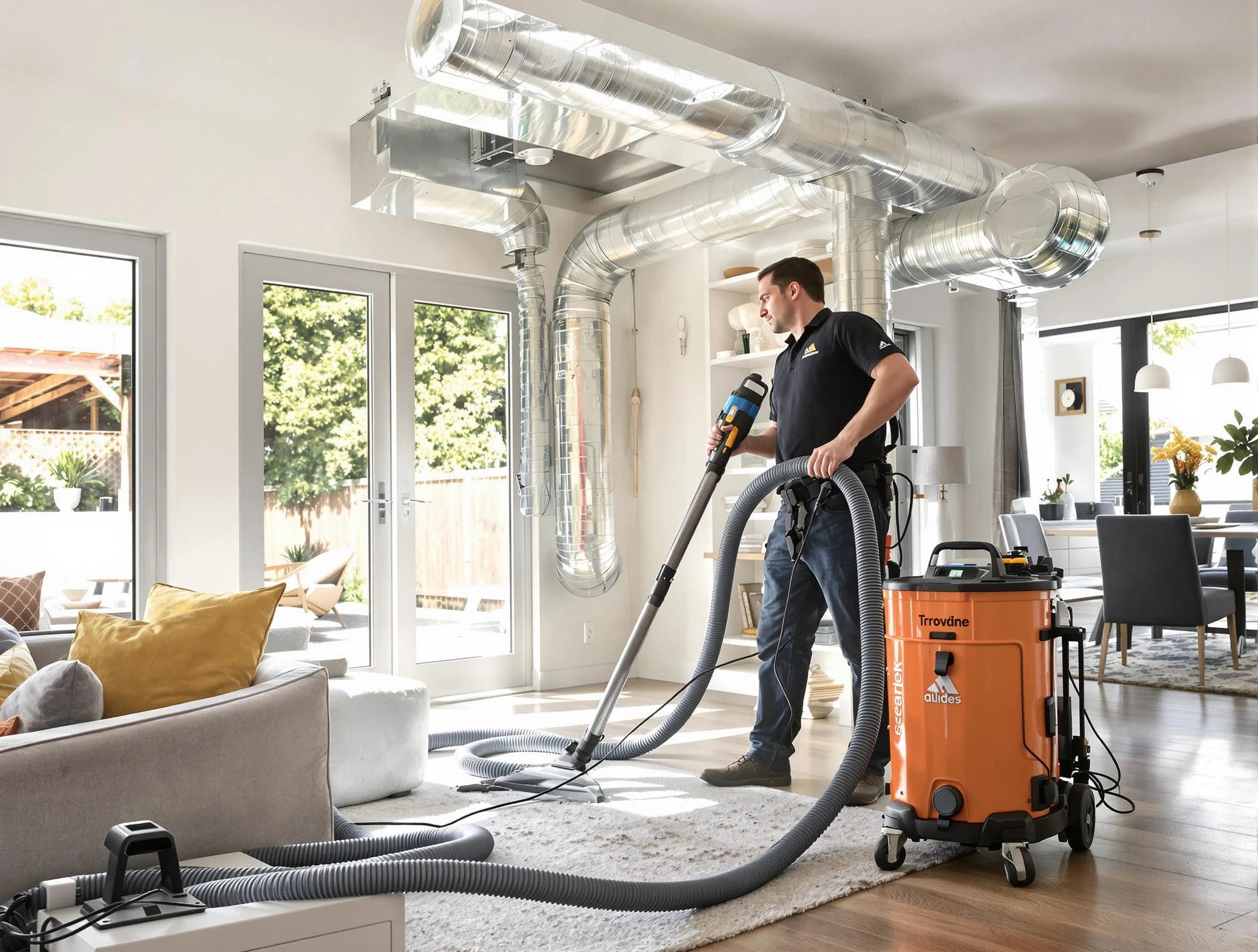 Fredericksburg Air Duct Cleaning specialist performing thorough residential duct cleaning using advanced equipment in Fredericksburg