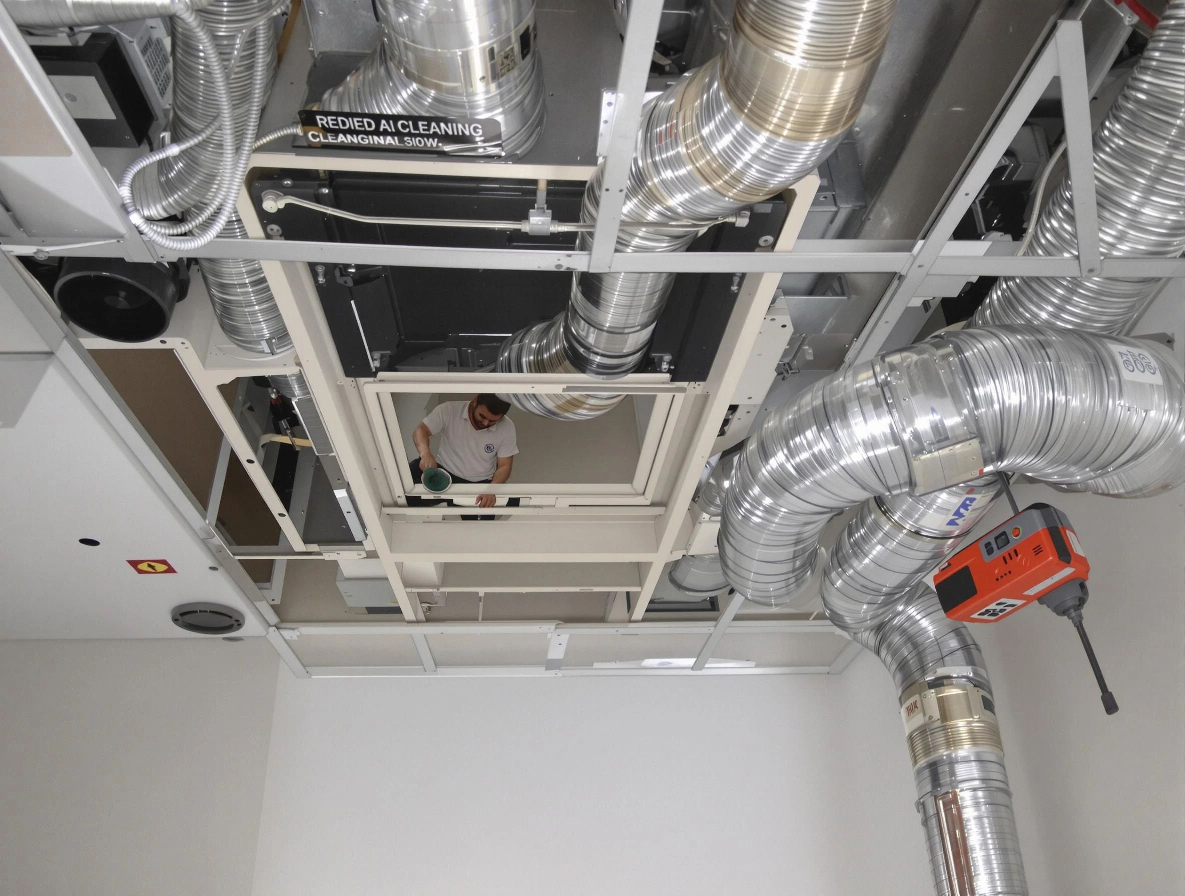 Fredericksburg Air Duct Cleaning technician performing detailed central duct system cleaning in Fredericksburg