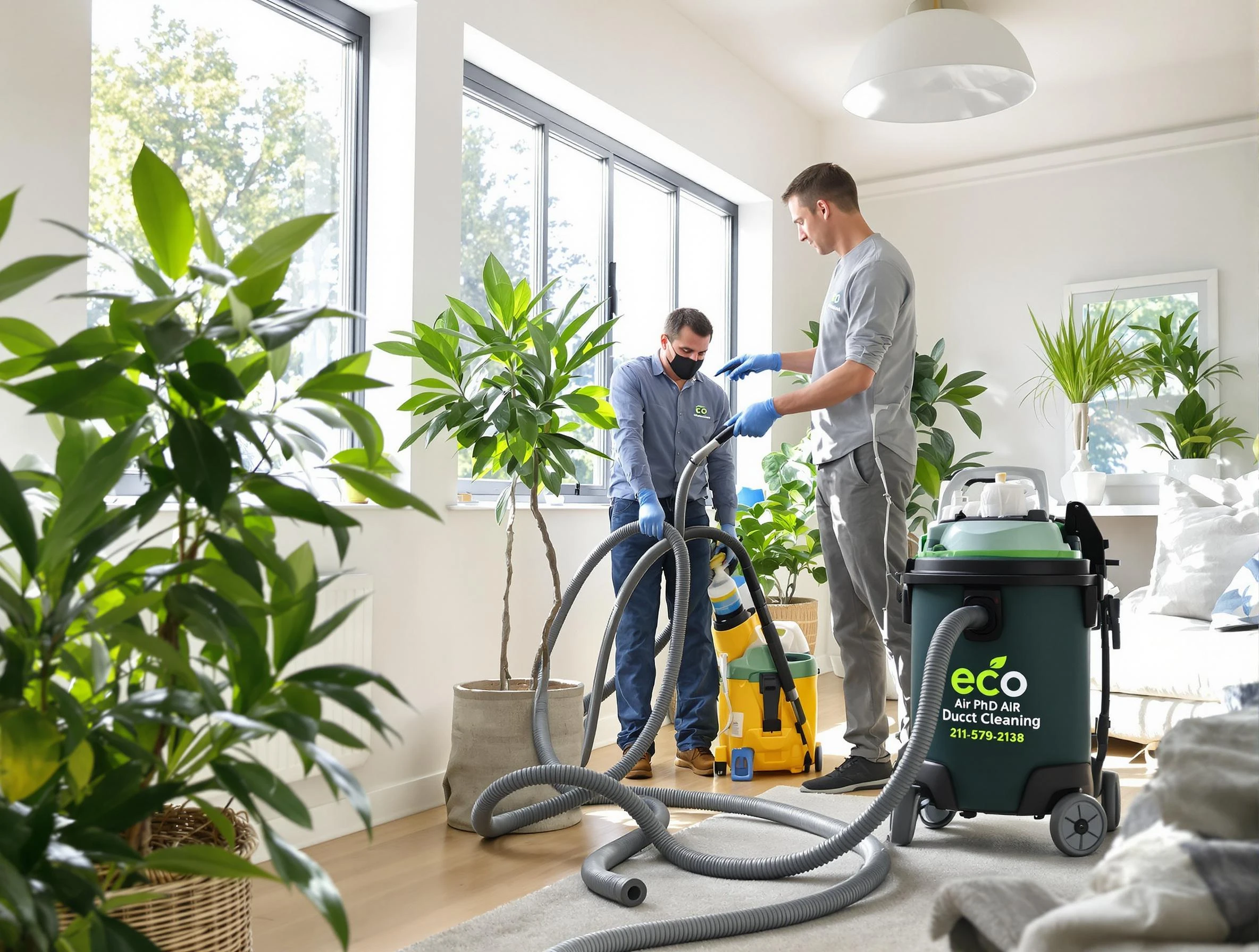 Fredericksburg Air Duct Cleaning technician performing eco-friendly duct cleaning using sustainable methods in Fredericksburg