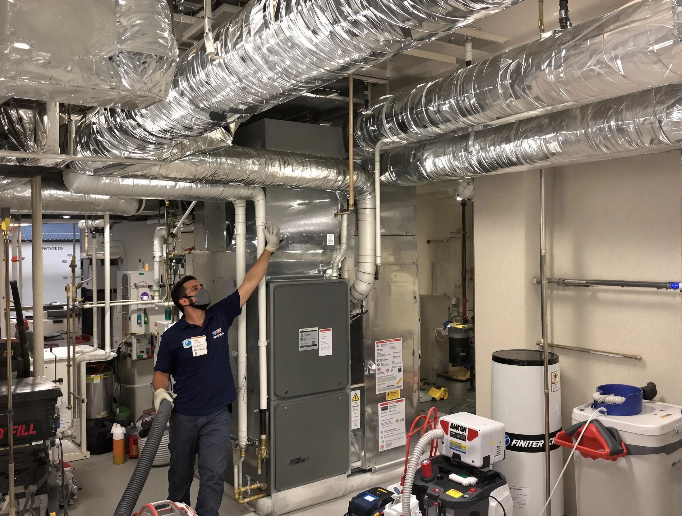 Fredericksburg Air Duct Cleaning specialist performing thorough furnace duct cleaning in a Fredericksburg residence