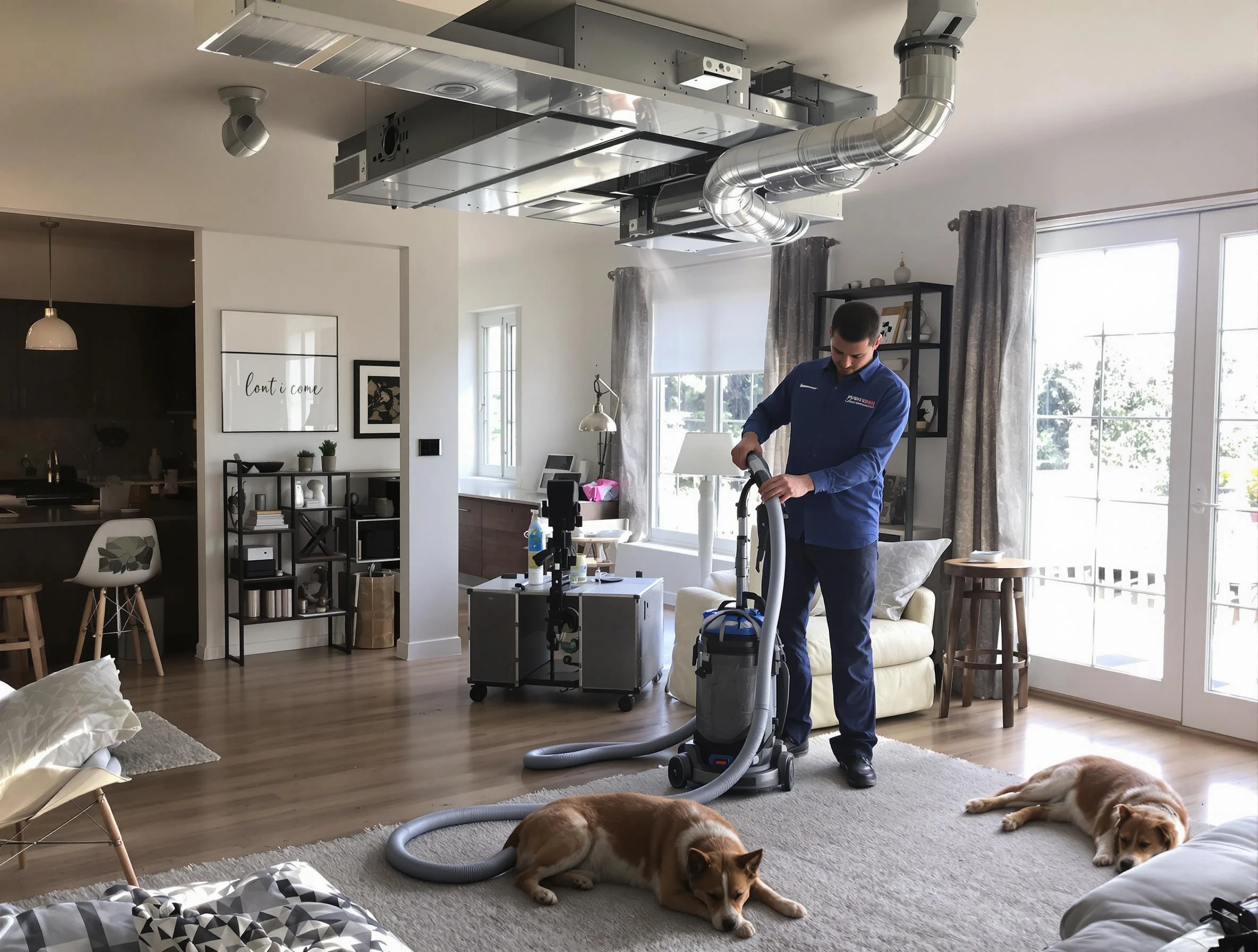 Fredericksburg Air Duct Cleaning technician performing detailed indoor duct cleaning for improved air quality in Fredericksburg